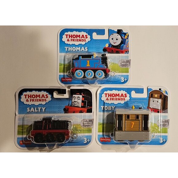 Lot of 3 Thomas & Friends Toy Train Diecast Metal Engines, Thomas,‎ Toby, Salty - Picture 1 of 1